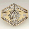 Geometric copper ring with gold electroplated finish showing palace style detailing