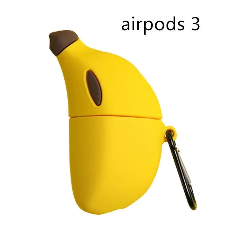 Yellow banana-themed silicone protective case for Apple AirPods Pro with waterproof features