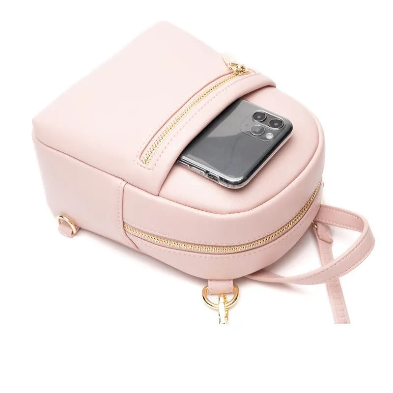 Soft PU mini backpack in street trend style with organisational compartments and six colour options