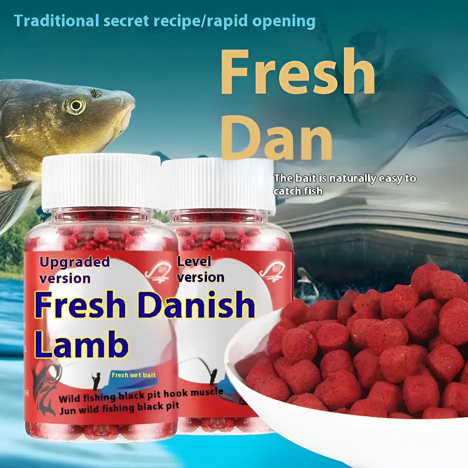 Bottle of Lazy Particle Crucian Carp grass green fishing bait for freshwater angling