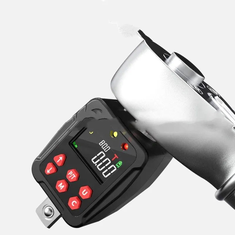Digital torque meter with display head, 1/2-inch drive, metal body, part of three-piece set for torque measurement