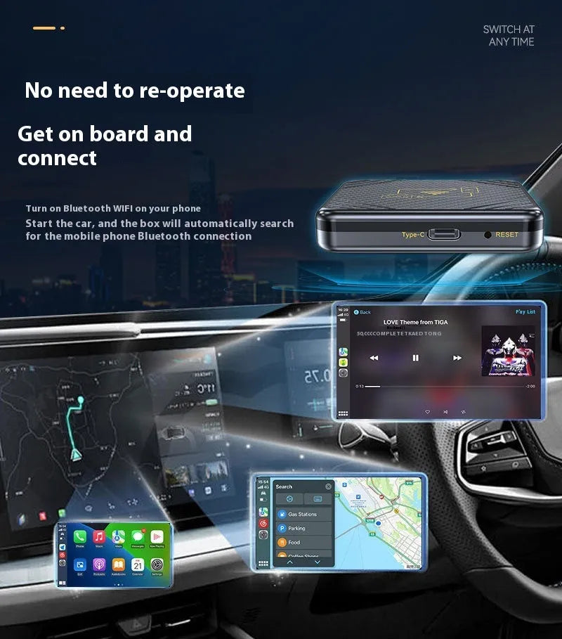 USB wireless CarPlay and Android Auto adapter box for car factory screens