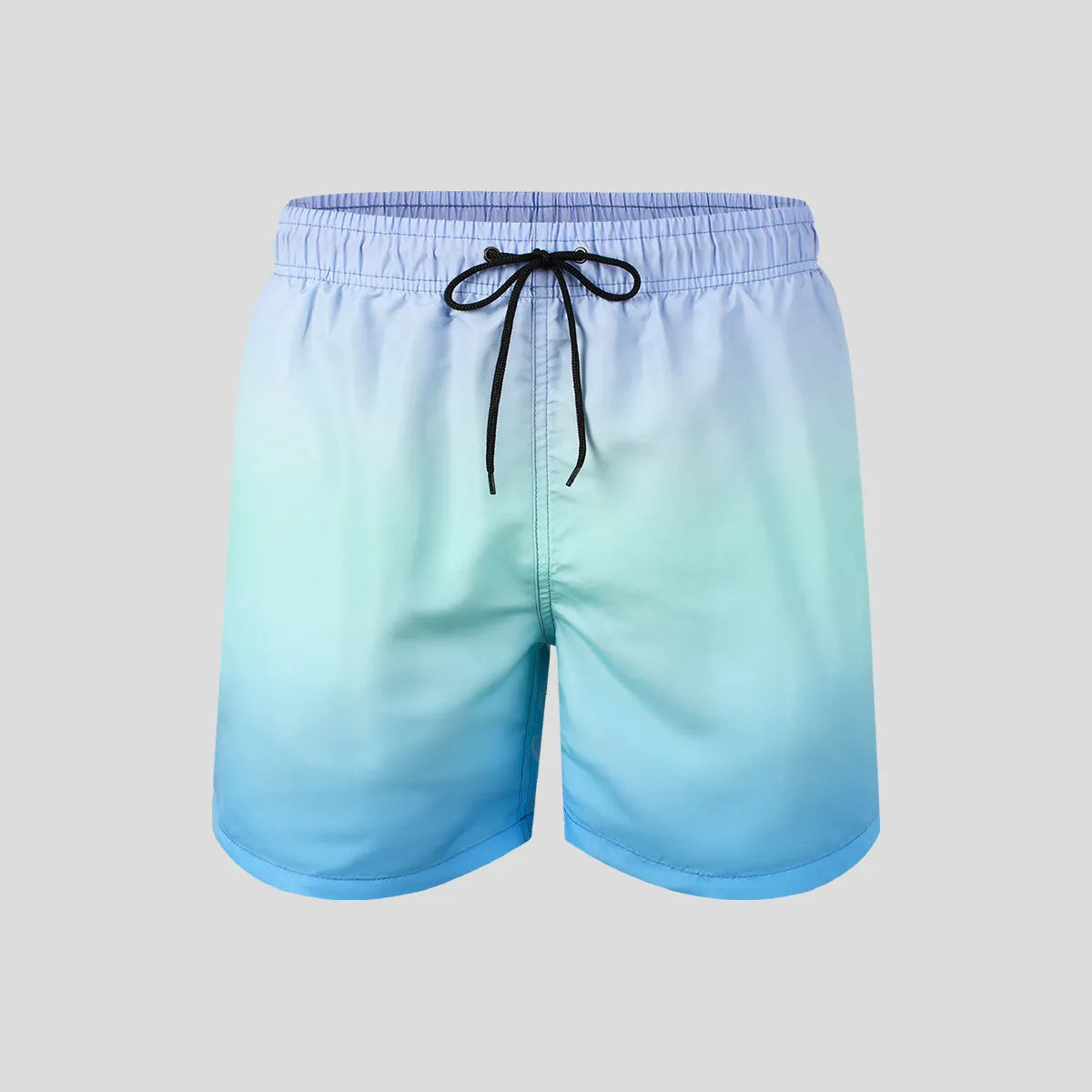 Men's gradient colour 3D digital printed mesh sports shorts with micro elasticity, shown in shorts length.
