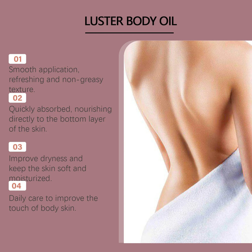 100ml bottle of gloss care body massage oil with plant oil and vitamin E blend