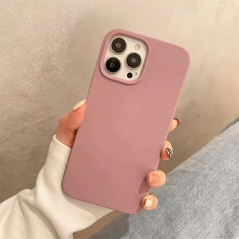 All-inclusive liquid silicone phone case for Apple iPhone, frosted finish, available in six colours