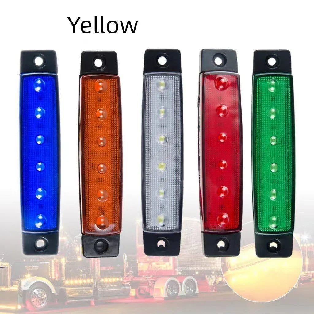 Trailer side warning light with PVC housing, 9.6cm x 2cm x 1cm, available in five colours for vehicle modification