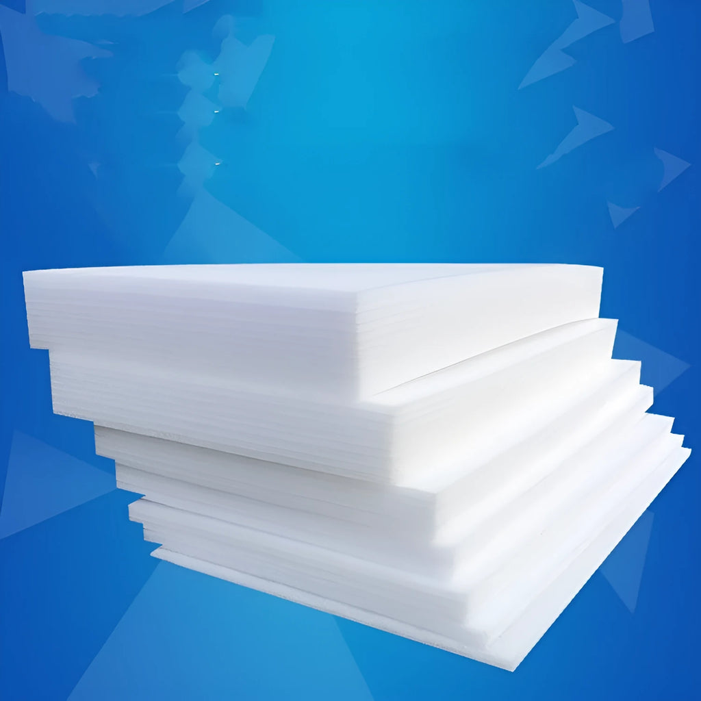 Large white EPE pearl cotton foam board showing its smooth surface and 10mm thickness.