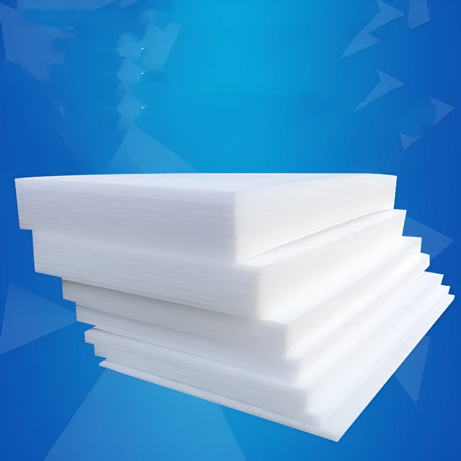 Large white EPE pearl cotton foam board showing its smooth surface and 10mm thickness.