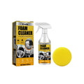 Car interior wash-free foamed cleaner with sponge applicator for fabric and upholstery cleaning