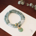 Women's Myanmar jade safety buckle bracelet with geometric shapes and crystal details