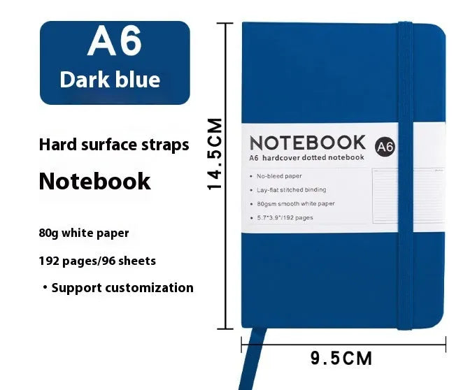A5 PU leather strap diary with horizontal line pages in various colours including Marble Black and Skin Feeling Cyan