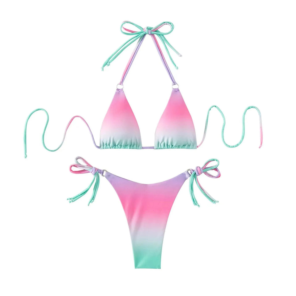 Women's separated gradient bikini swimwear with high elasticity fabric in multiple colour options