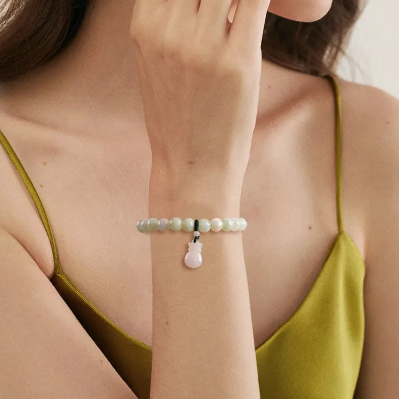 8mm jade flower bracelet with Chinese national style design for men and women
