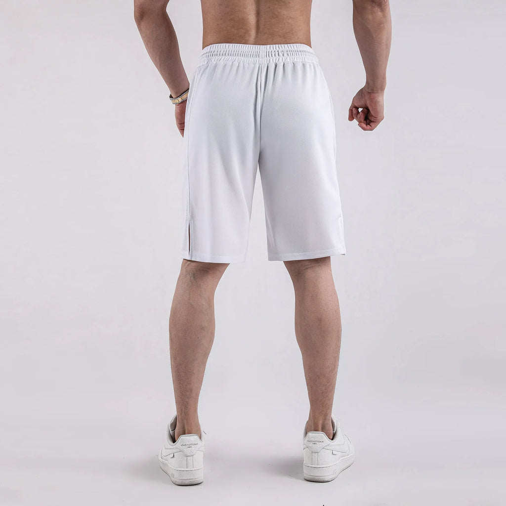 Men's quick-drying mesh shorts in black or white, loose fit for summer fitness
