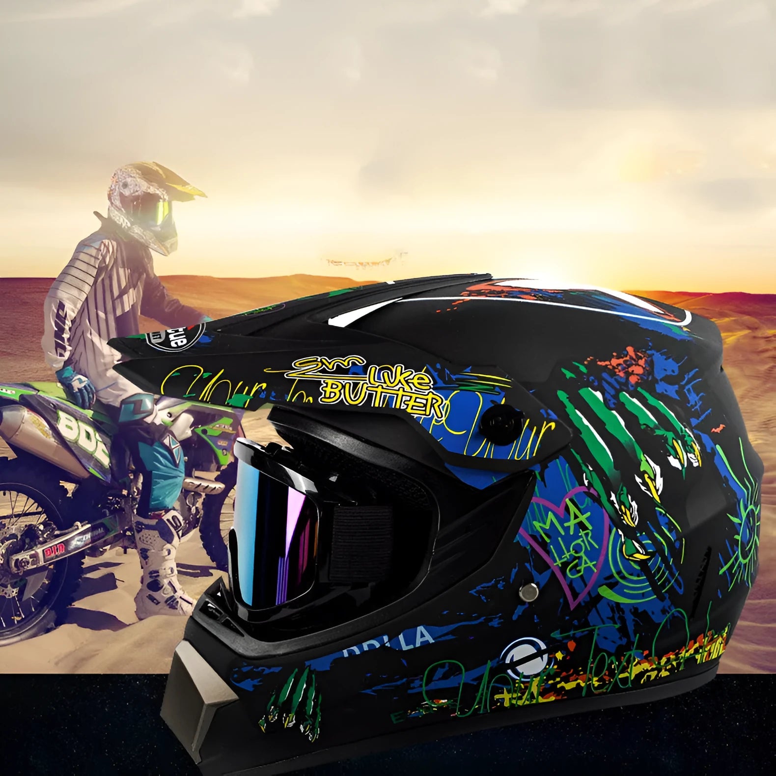 Adult kart cross-country helmet in ABS construction available in S, M, L, XL sizes