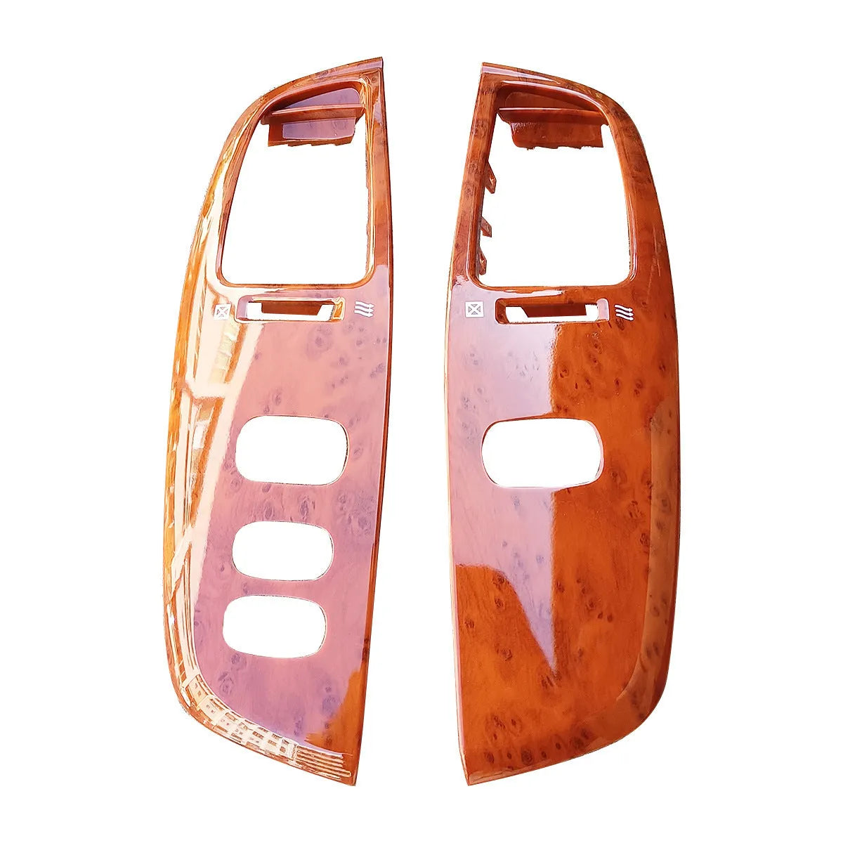 Peach wood coloured ABS plastic air outlet decorative panel.