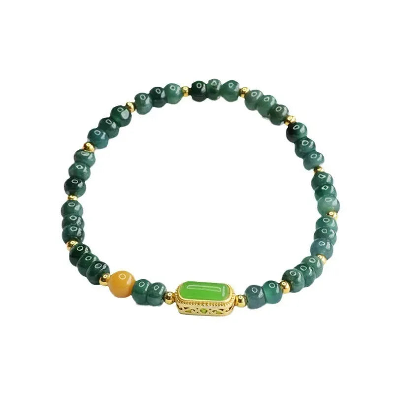 Natural stone blue water jade abacus bead bracelet with electroplated jasper and topaz stones