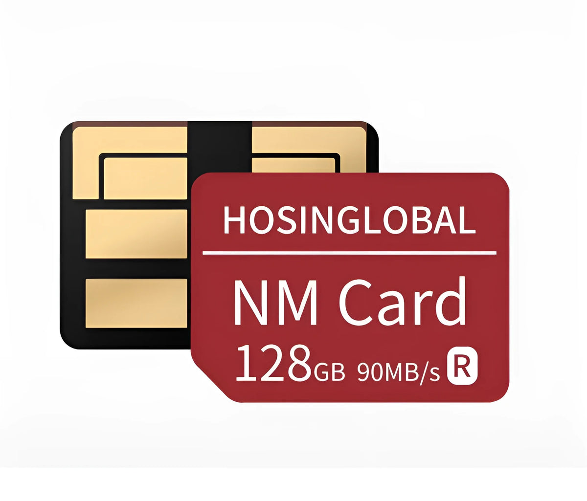 128GB NM memory card for mobile phones, 90MB/s, 12.3x8.8x0.7mm, red Huawei NM card format