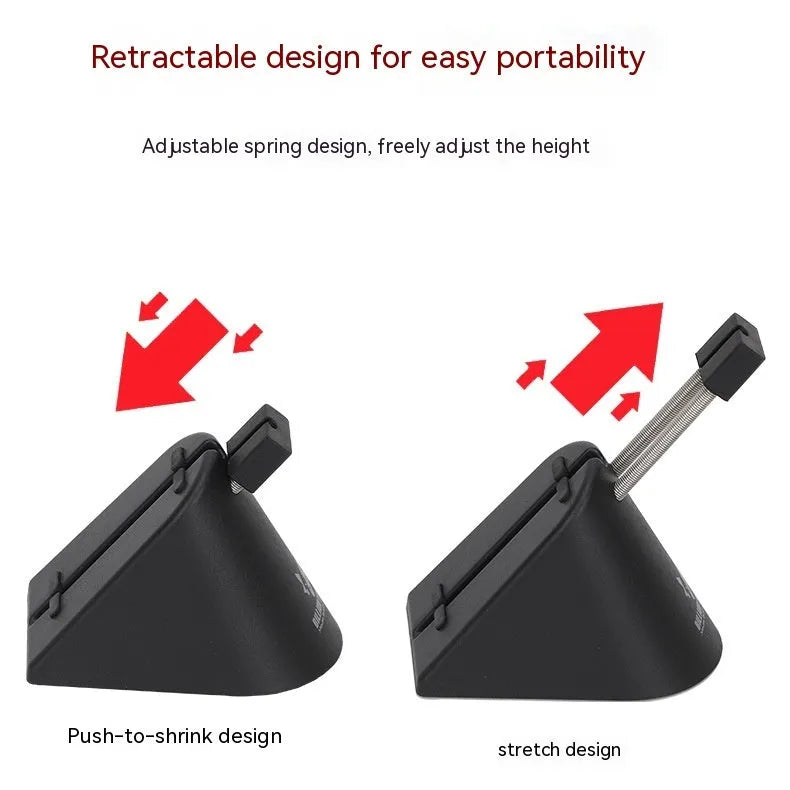 Black and white ABS plastic mouse cable holder bracket for organising wired mouse cables on a desk.