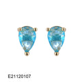 Brass gold-plated drop-shaped earrings with pear-shaped zircon stones in candy colours on copper base