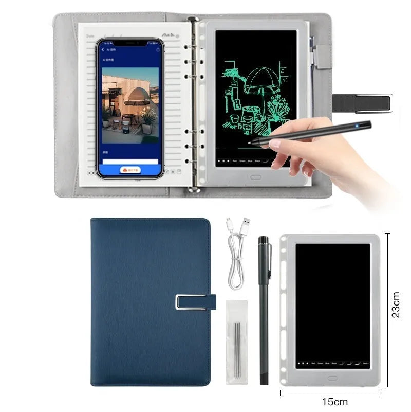 85-inch electronic writing pad with stitching appearance texture, smart pen, and USB charging cable