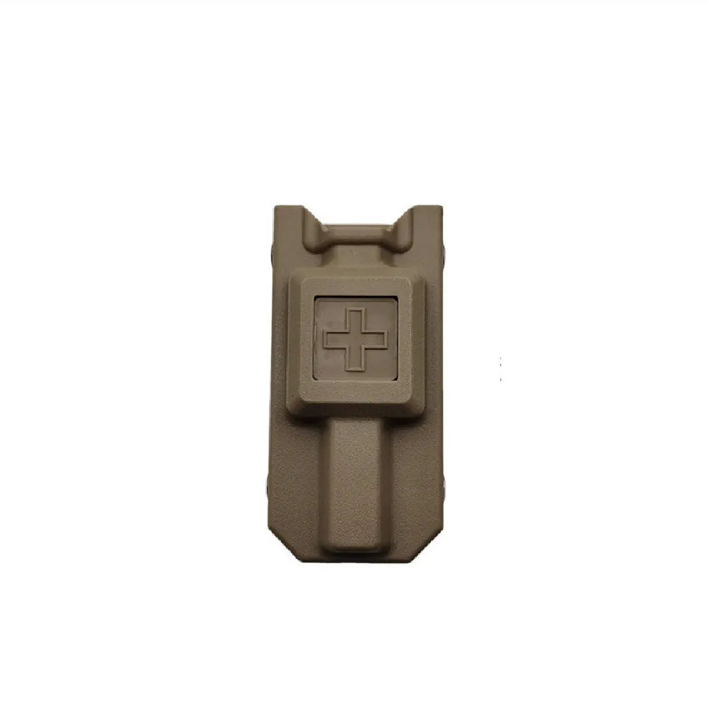 Spinning rescue tourniquet in a storage box, shown in Army Green colour.