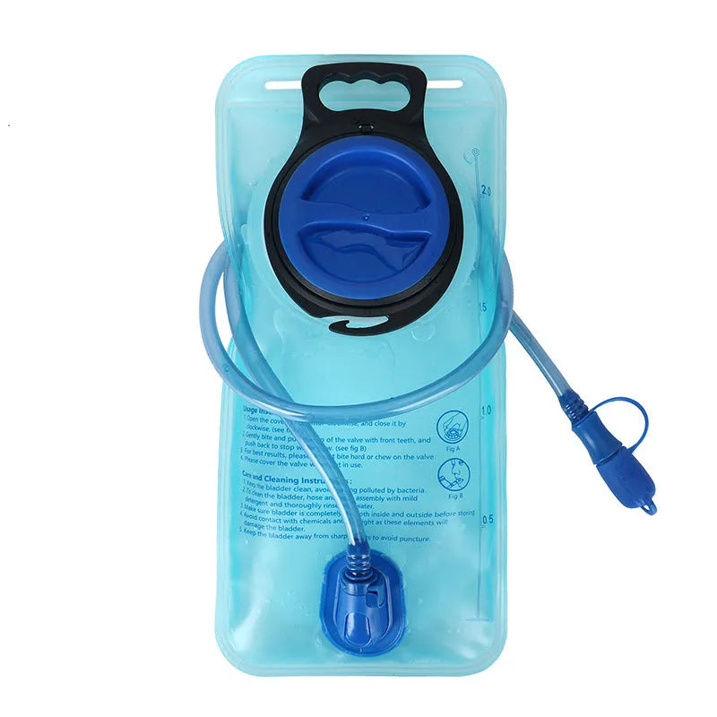 Blue 2L hydration backpack with EVA water bladder and waterproof fabric for outdoor sports