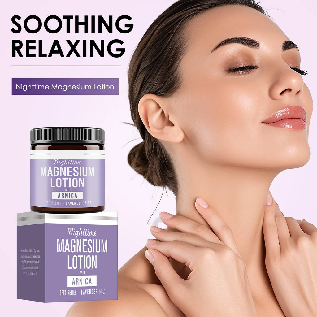 Magnesium body butter cream container measuring 7.1cm with 150ml content and shea butter formulation