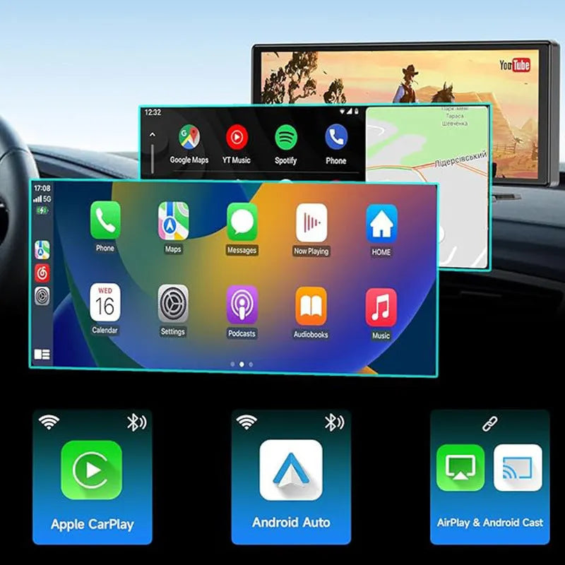 10.26-inch black car navigation device with touch screen and dual camera recording