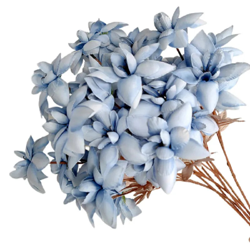 Blue silk flower bouquet with Campanula, Linglan, gradient Linglan and small wildflowers