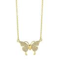 Gold magnetic snap butterfly necklace on twisted chain, adjustable 40-45cm length, titanium steel construction
