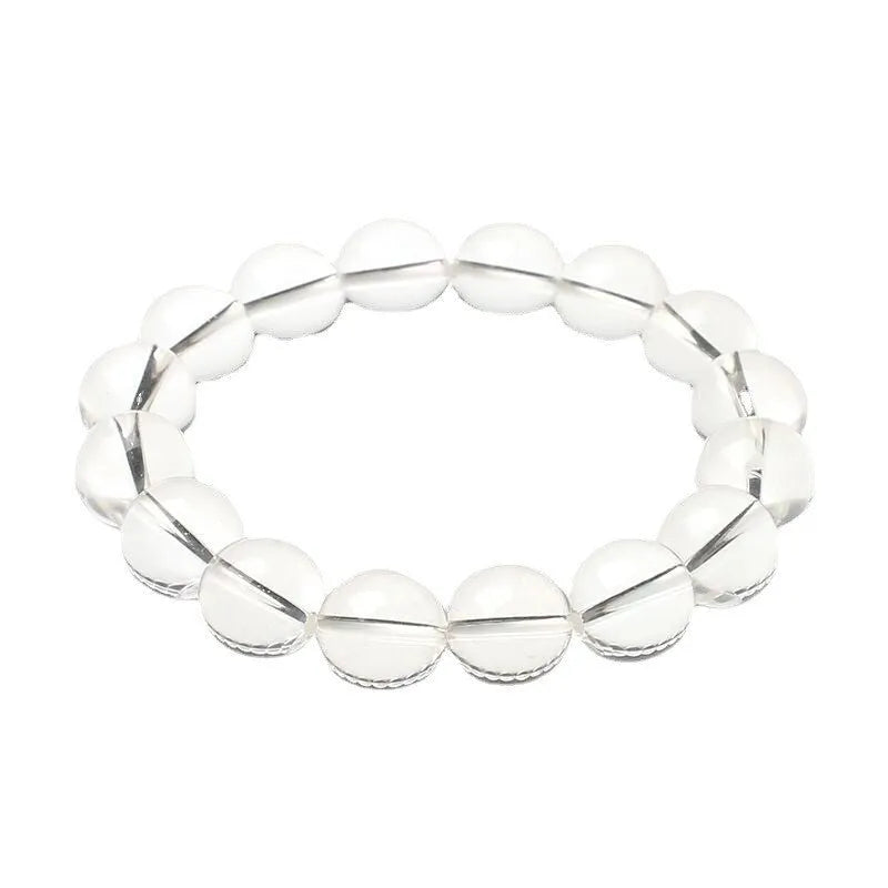 Natural Donghai Old Materials White Water Round Beads Crystal Bracelet with Old Mine white crystal beads in a single circle design