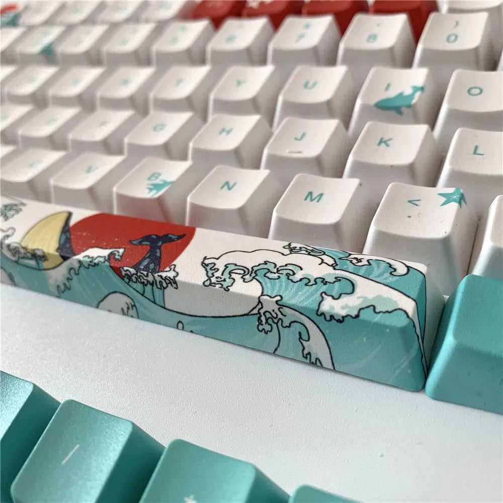 Coral Sea PBT keycaps with five-sided sublimation printing for Xiao Yan mechanical keyboards