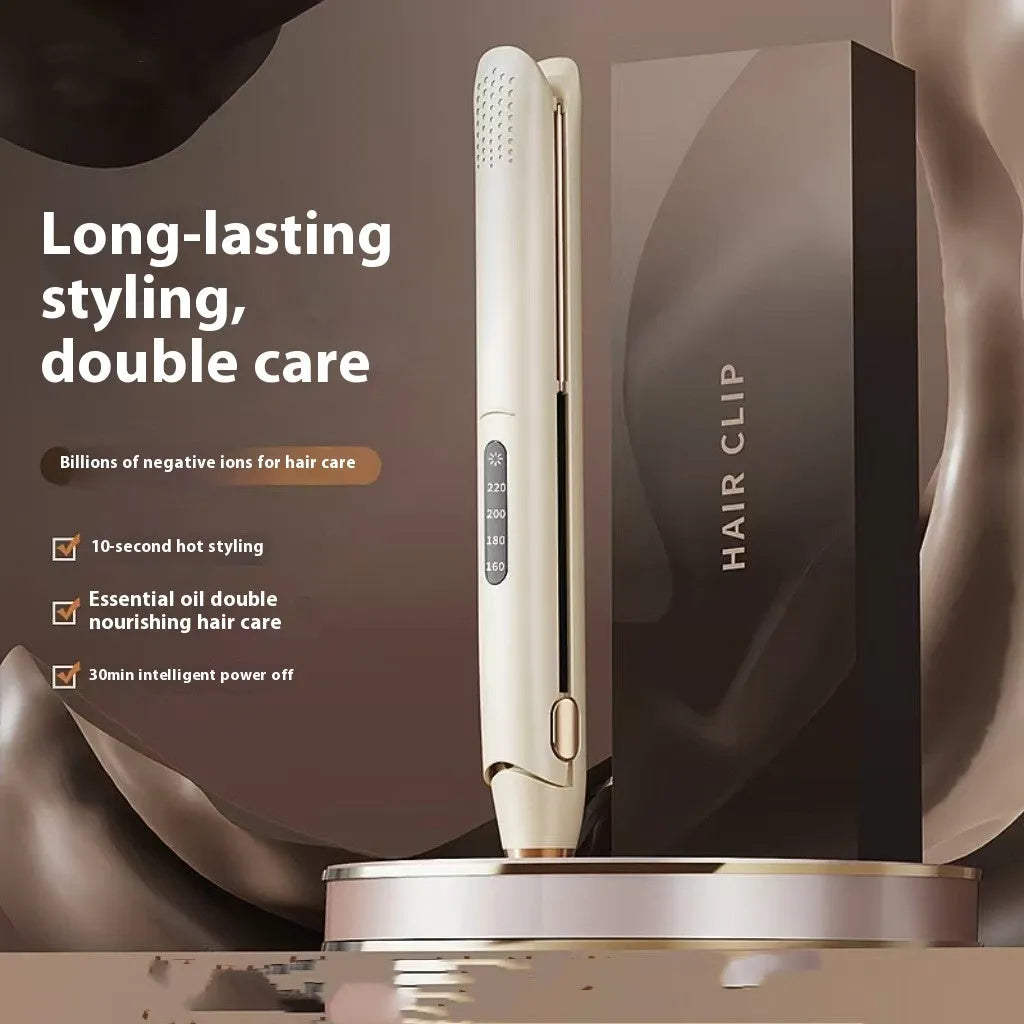 LCD screen hair straightener with temperature controls in almond white colour
