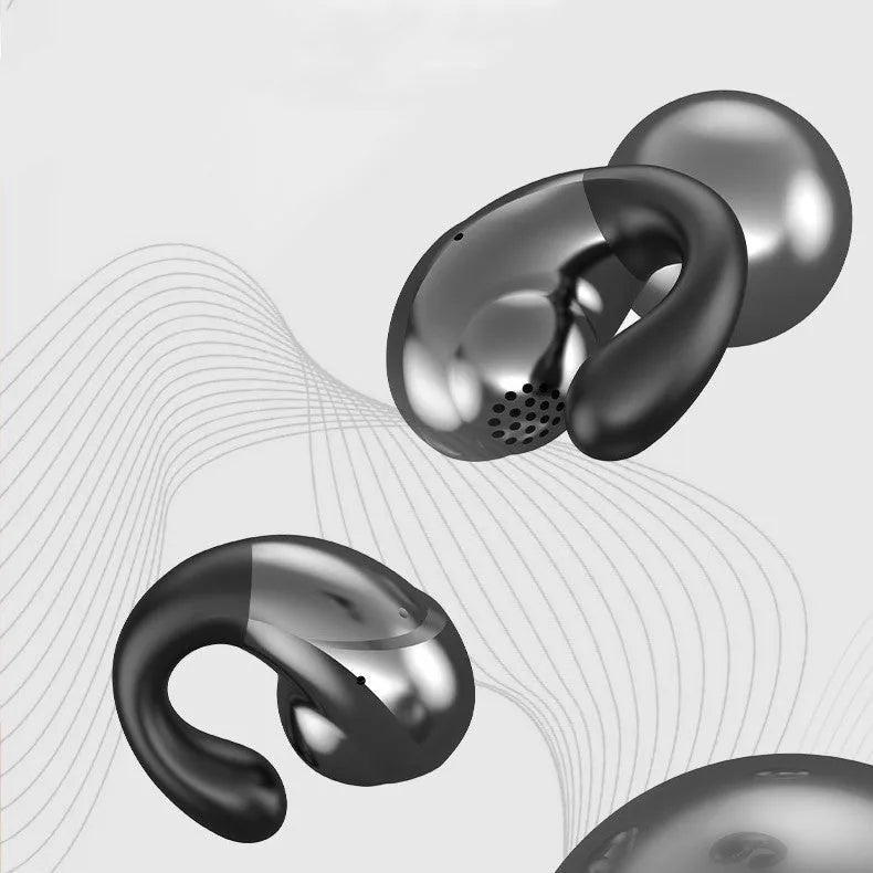 Wireless Bluetooth sports headphones with ear clip design in multiple colours showing digital display screen
