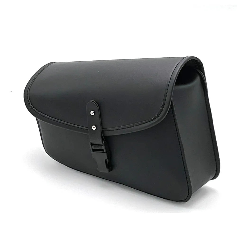 Black motorcycle swingarm bag mounted on Harley Sportster with 30x24x20cm dimensions