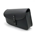 Black motorcycle swingarm bag mounted on Harley-Davidson Sportster with 30cm width dimensions