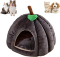 Pumpkin-shaped cat cave bed with removable mat in blue, grey or yellow