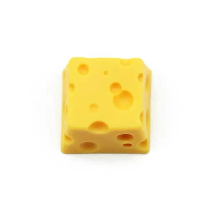 Yellow resin cheese key cap with 3D sculpted texture for mechanical keyboards