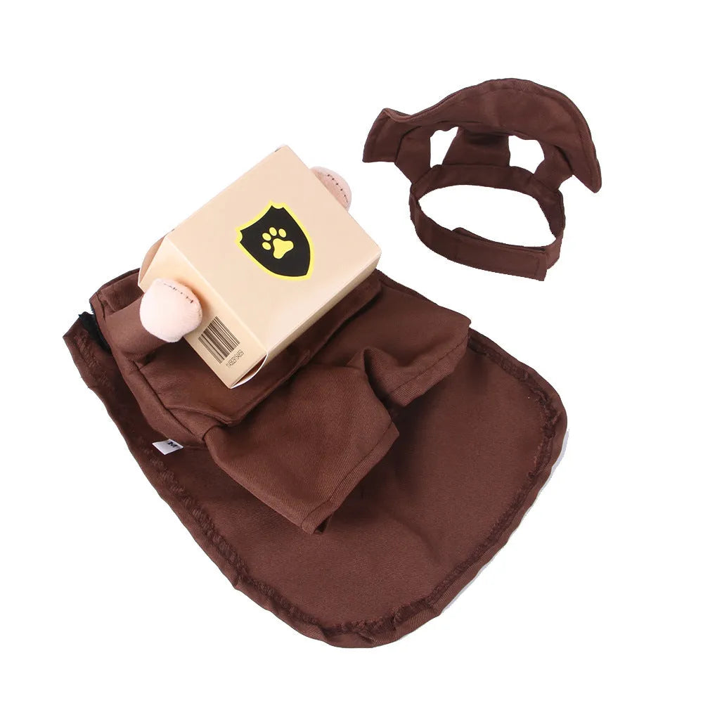 Coffee-coloured courier standing style dog clothing made from polyester fabric