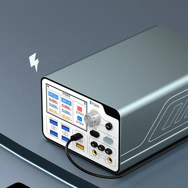 320W intelligent regulated power supply with 3.0 inch display showing voltage and current readings