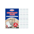 12-pack calcium chloride desiccant for household moisture absorption, each piece approx 10x7x2cm