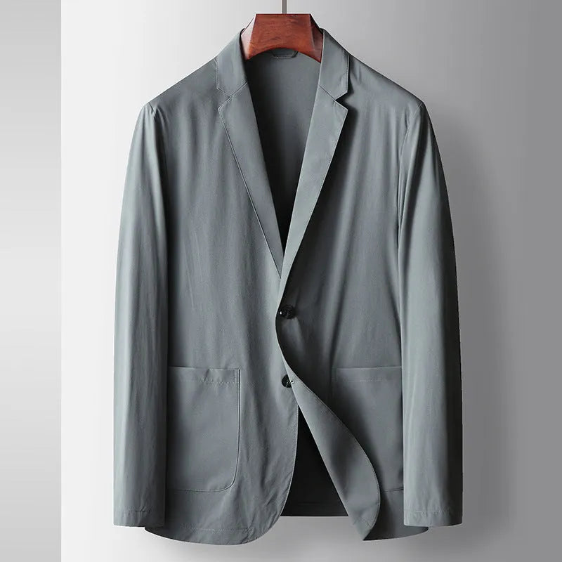 Men's lightweight polyester suit jacket, long sleeve, straight hem, anti-wrinkle, six colours, sizes 170-195