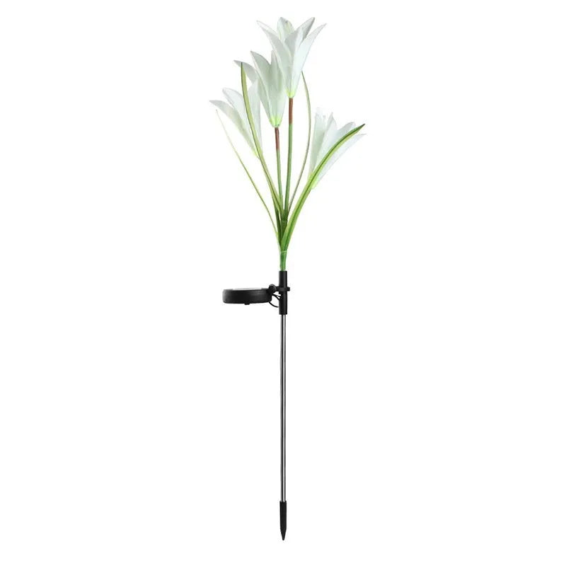 Solar-powered flower-shaped lawn lamp for garden lighting with colour LED lights