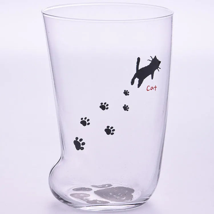 300ml cat paw glass mug with frosted texture for coffee, milk, espresso, and latte