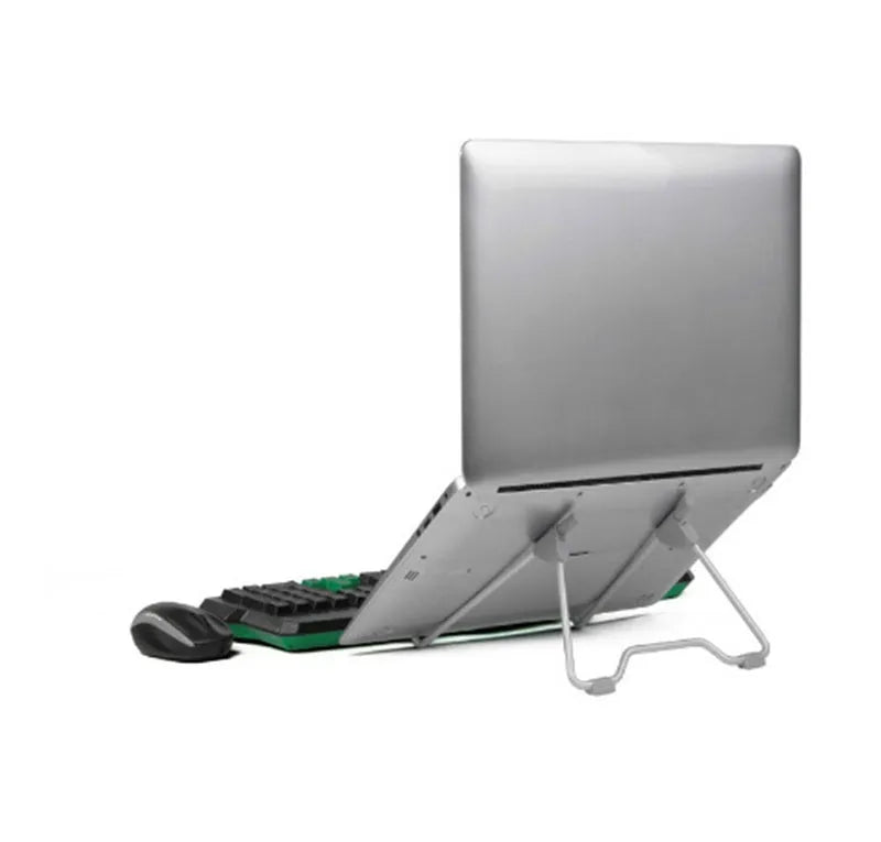 Grey adjustable aluminium alloy stand holding mobile phone at 12cm height