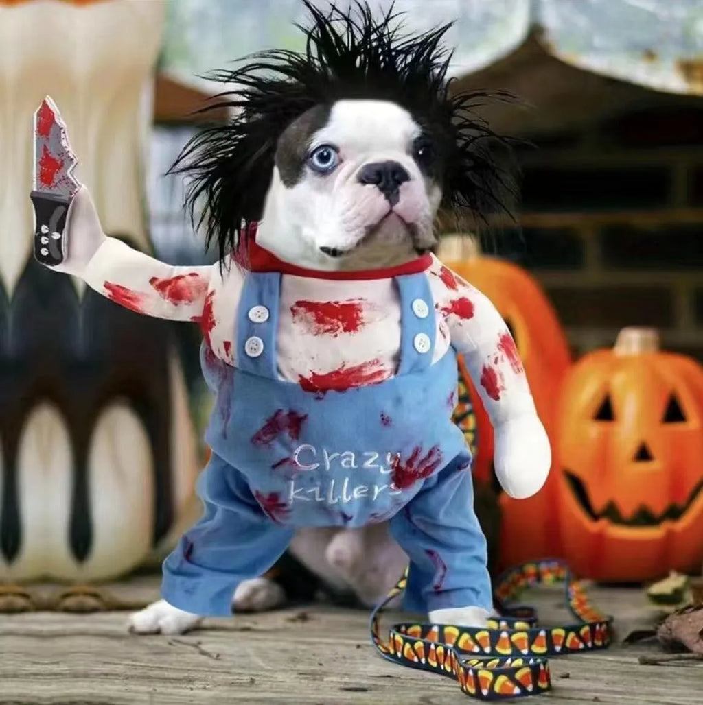 Pet costume bloody doll design polyester whole clothes for Halloween and Christmas