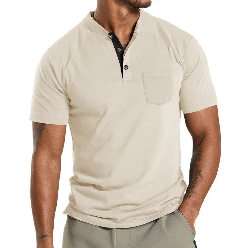 Men's plus size short sleeve button pocket shirt in Army Green colour, showing front button closure and pocket detail