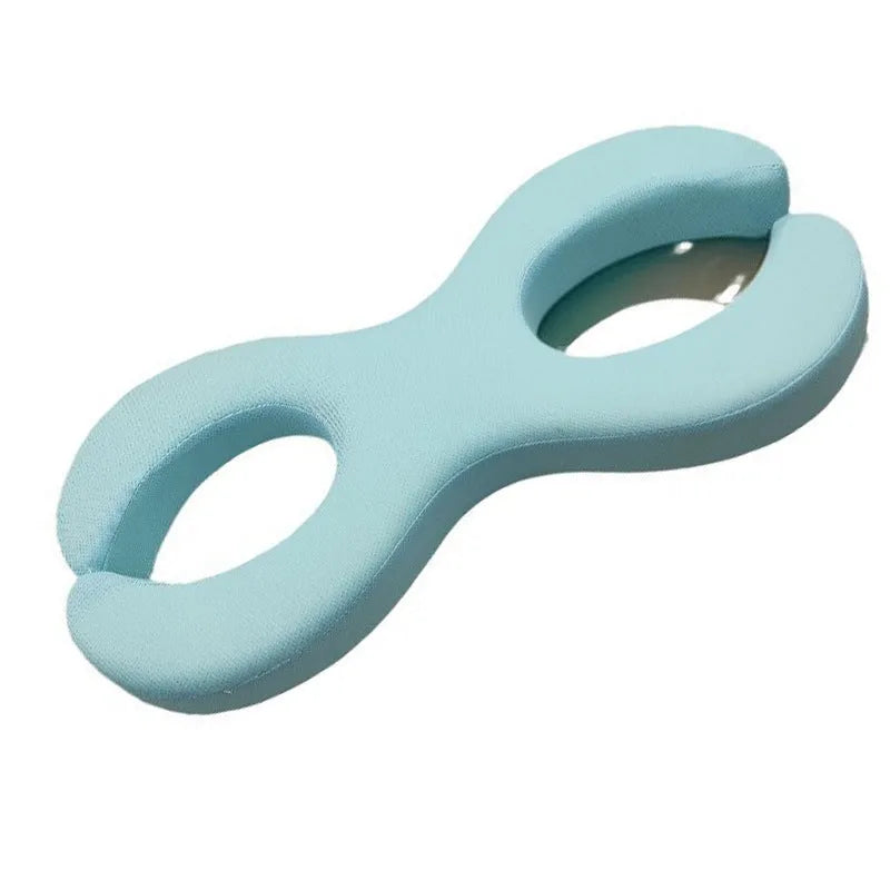Blue cylindrical memory foam cervical pillow showing 6cm and 9cm thickness options for neck alignment support