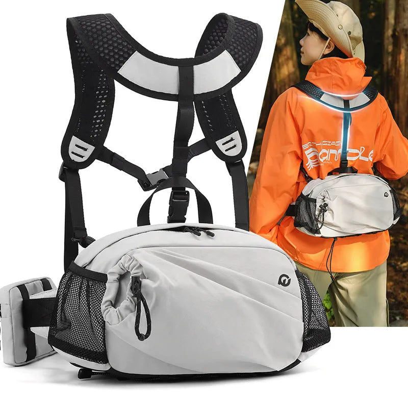 Unisex nylon backpack with a detachable waist bag in army green colour.